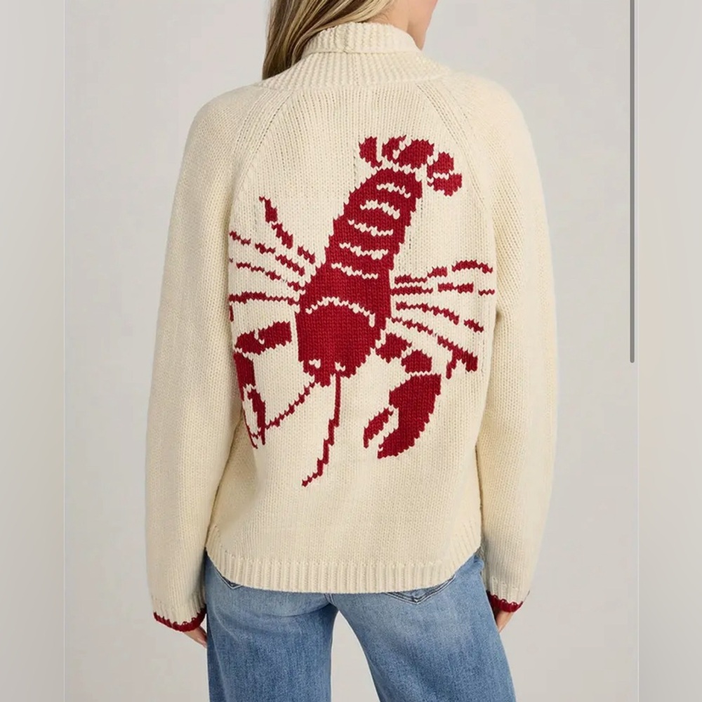 NWOT Adorable Lobster Cardigan Red/Cream Size M